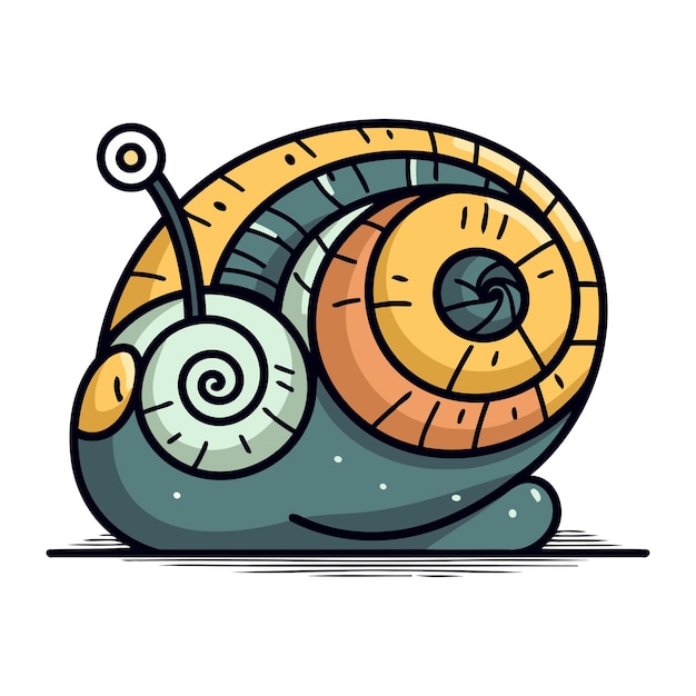 Ilustração vetorial de caracol de desenho animado isolada em fundo branco