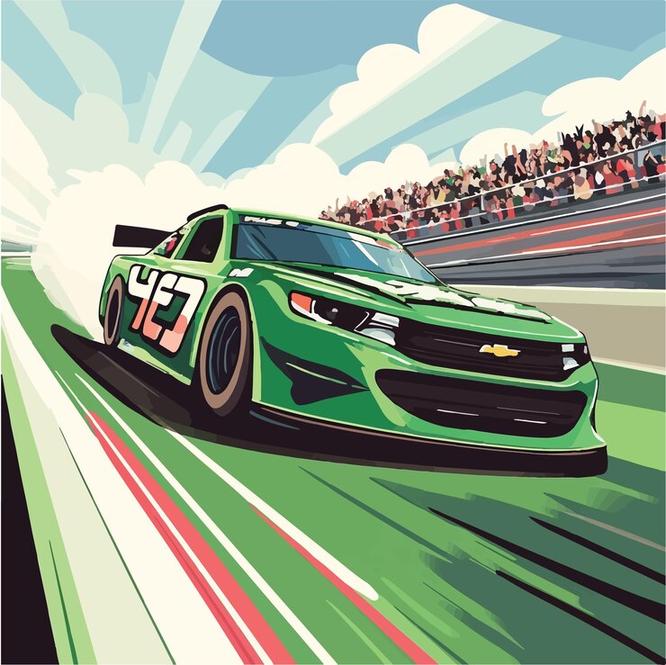 Vetor ilustração vetorial de carro de corrida nascar verde dinâmico