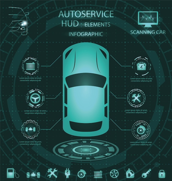 Vetor ilustração vetorial de carro no estilo de placa de circuito