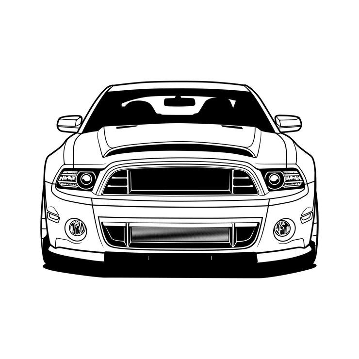 Vetor ilustração vetorial de carro preto e branco para design conceitual camadas separadas