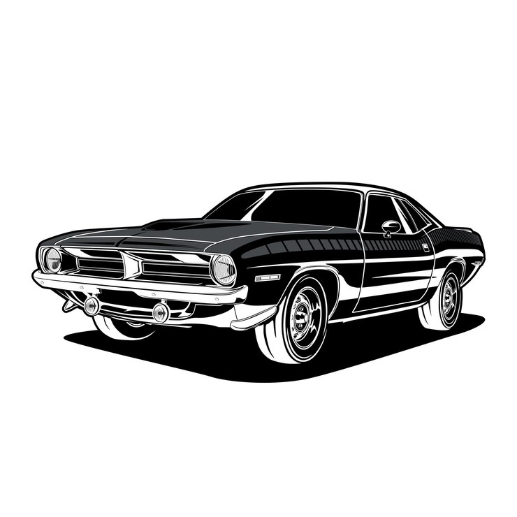 Vetor ilustração vetorial de carro preto e branco para design conceitual