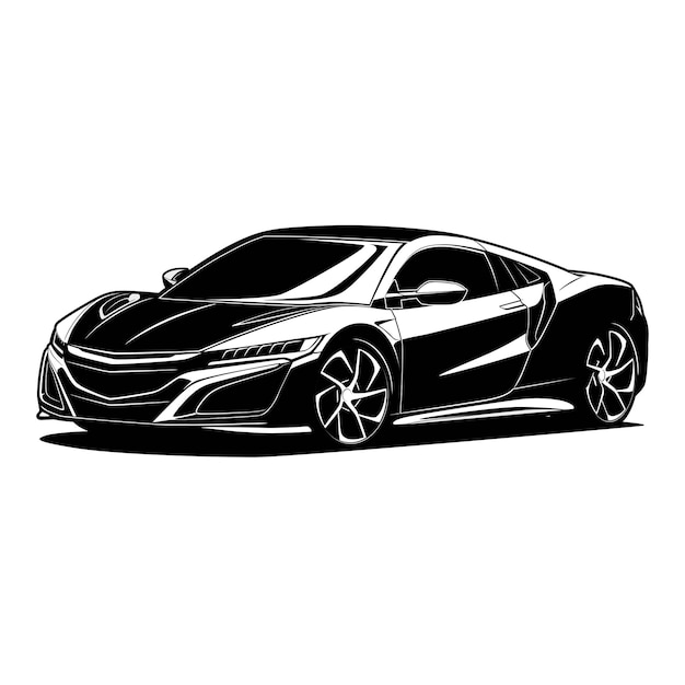 Ilustração vetorial de carro preto e branco para design conceitual