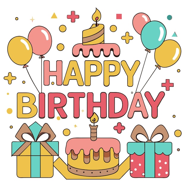 Ilustração vetorial de cartão de felicitações de aniversário