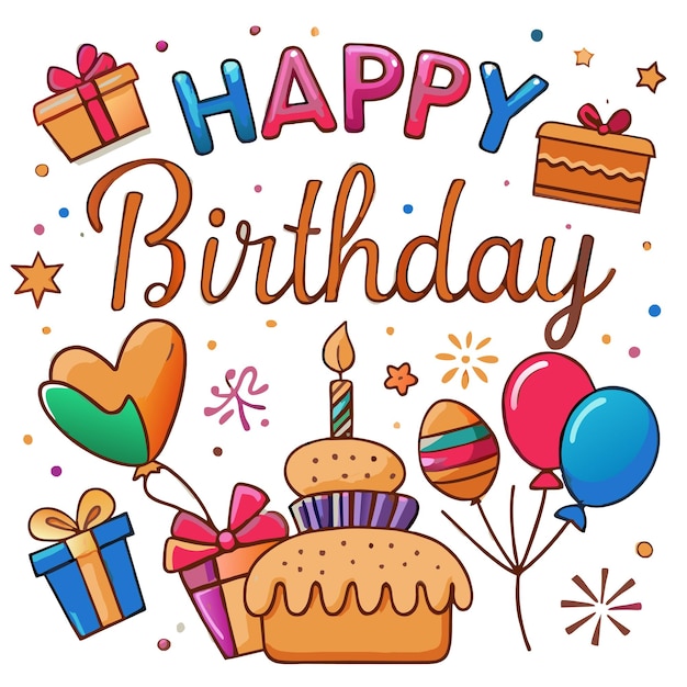 Ilustração vetorial de cartão de felicitações de aniversário