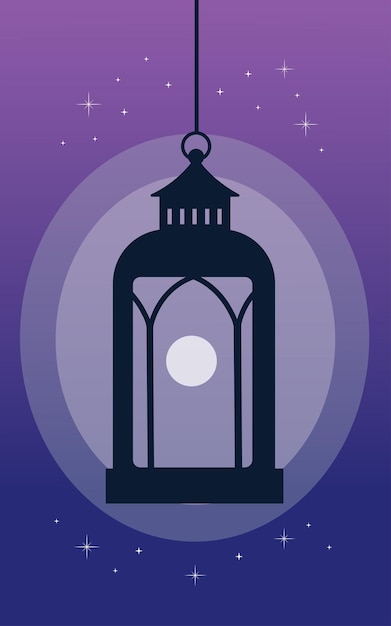 Ilustração vetorial de cartaz de lanterna de Ramadan