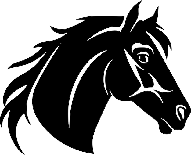 Vetor ilustração vetorial de cavalo preto e branco