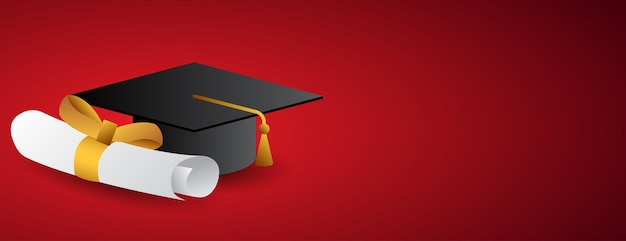 Ilustração vetorial de cerimônia de formatura com chapéu de formatura e espaço para aula de texto de 2023