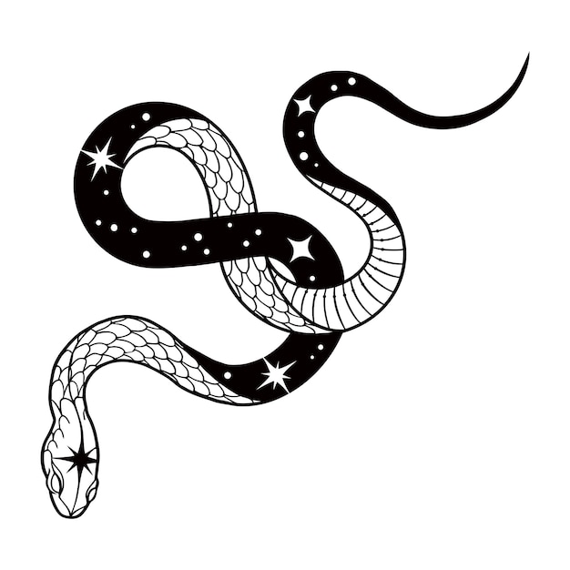 Vetor ilustração vetorial de cobra preta para design de tatuagem