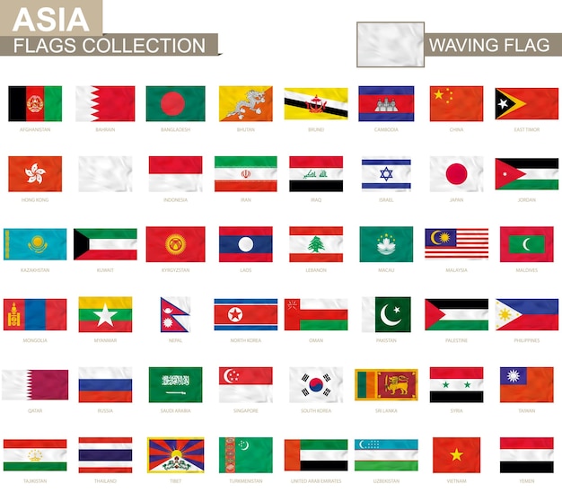 Ilustração vetorial de coleção de bandeiras asiáticas