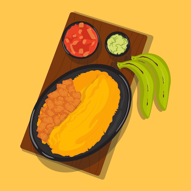 Vetor ilustração vetorial de comida da américa central do caribe colombiano