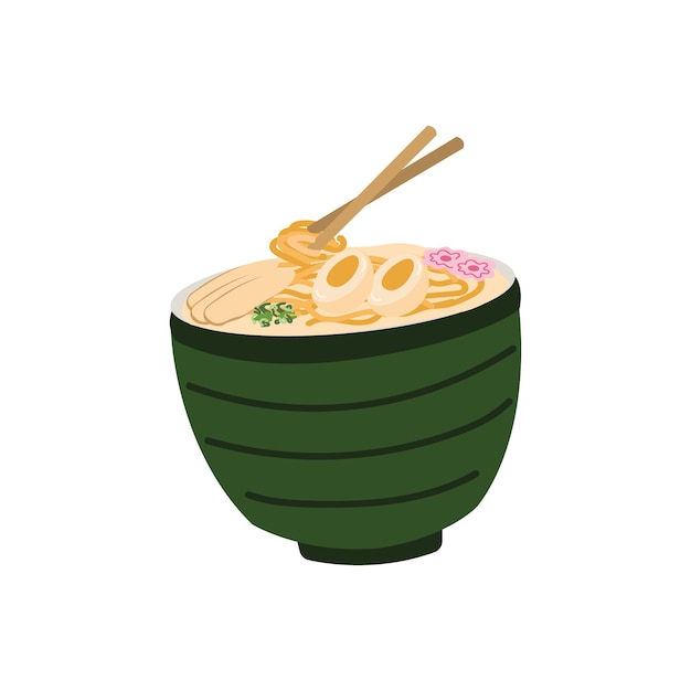 Ilustração vetorial de comida de design plano desenhada à mão Ramen Noodle