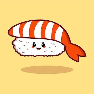 Sushi salmão e desenhos animados amigos colorido engraçado plano