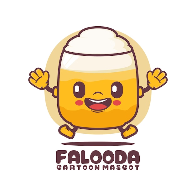 Ilustração vetorial de comida indiana de mascote de desenho animado falooda