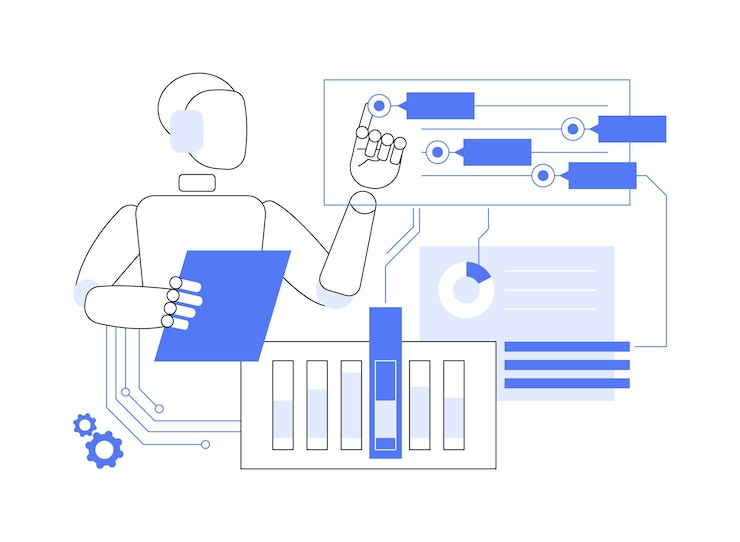 Vetor ilustração vetorial de conceito abstrato de modelagem de risco aipowered