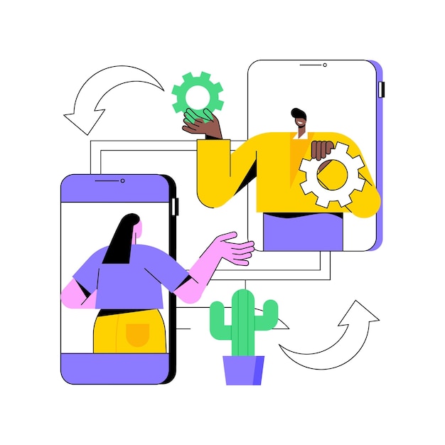 Ilustração vetorial de conceito abstrato de software multiplataforma