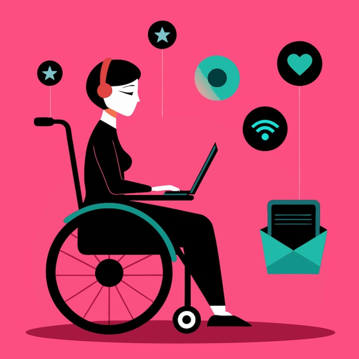 Vetor ilustração vetorial de conceito de tecnologia com elementos de design de acessibilidade estilo plano