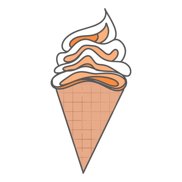 Ilustração vetorial de cone de sorvete laranja.