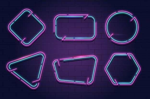 Ilustração vetorial de conjunto de bolhas de conversa de neon