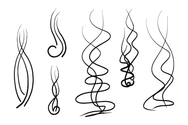 Ilustração vetorial de conjunto de ícones de linha de vapor de fumaça ou perfume