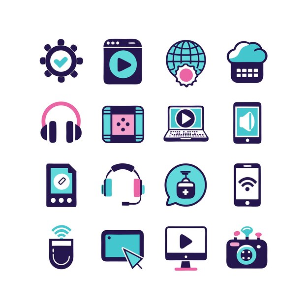 Ilustração vetorial de conjunto de ícones para documentos, sites e aplicativos móveis