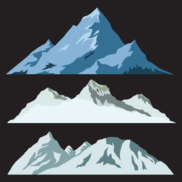 Ilustração vetorial de conjunto de montanhas