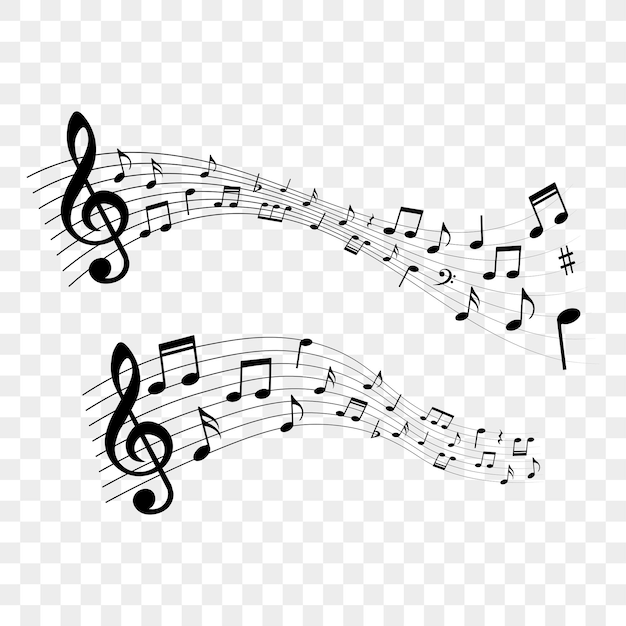 Ilustração vetorial de conjunto de notas musicais