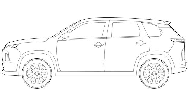 Ilustração vetorial de contorno de carro suv premium em fundo branco