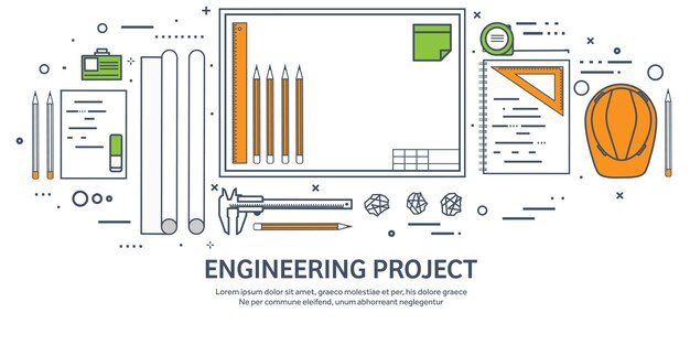 Ilustração vetorial de contorno delineado engenharia e arquitetura desenho de software de caderno.