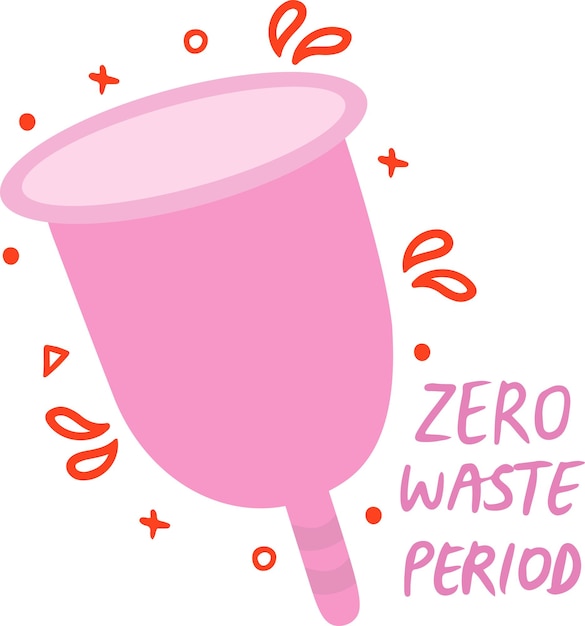 Ilustração vetorial de copo menstrual período de desperdício zero