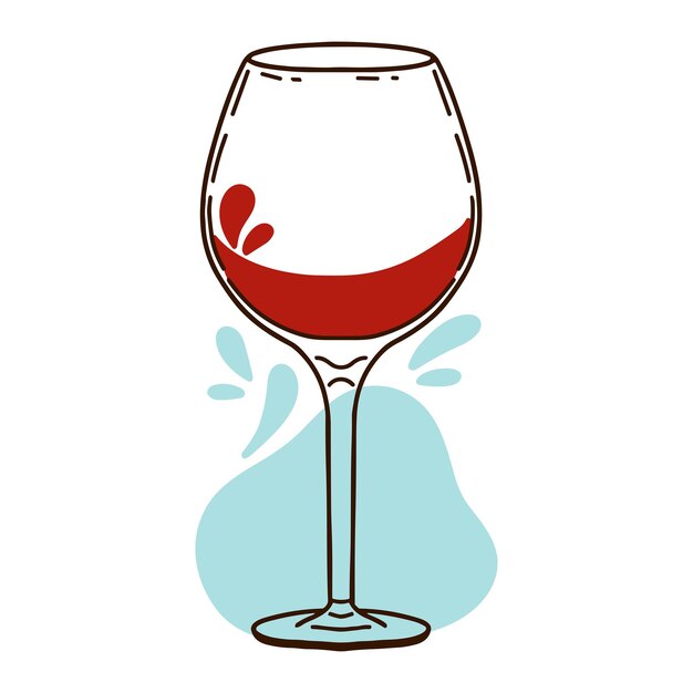 Vetor ilustração vetorial de copos de vinho vermelho em estilo desenhado à mão para logotipos, cartões postais e empresas de vinho