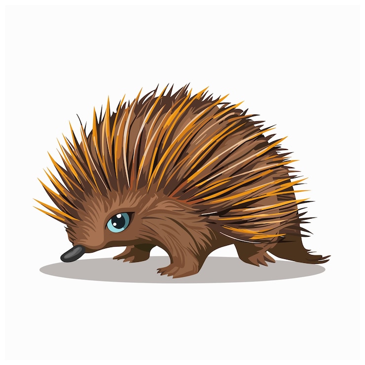 Vetor ilustração vetorial de cor plana de equidna bonita em fundo branco personagem de desenho animado bonito para animações e ilustrações
