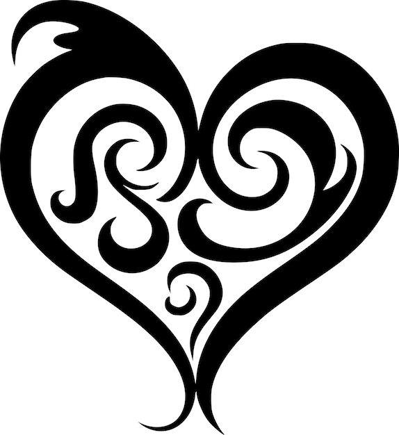 Vetor ilustração vetorial de coração preto e branco