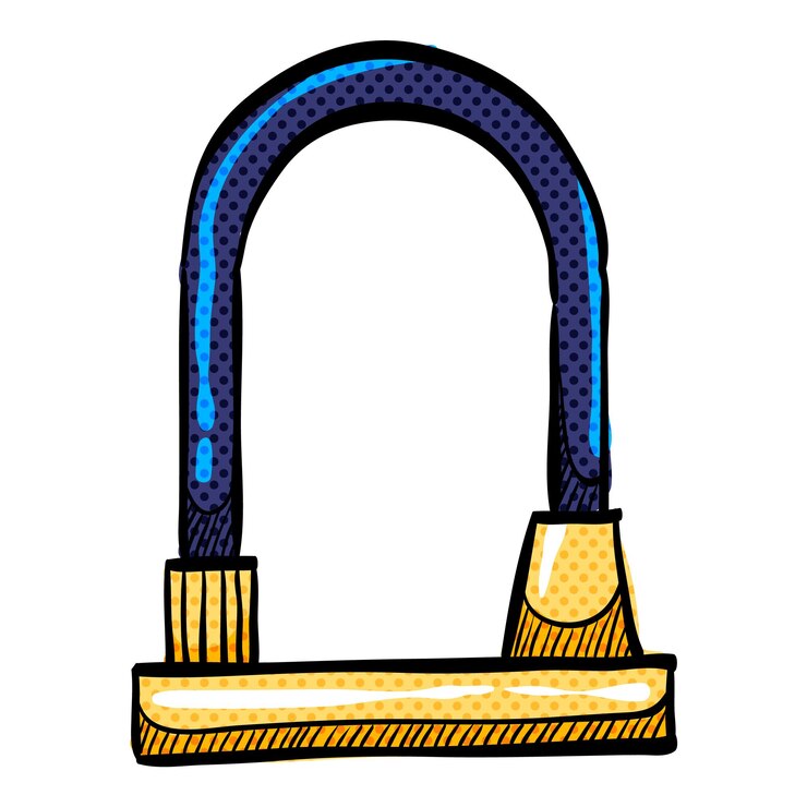 Vetor ilustração vetorial de cores desenhada à mão de bloqueio de bicicleta