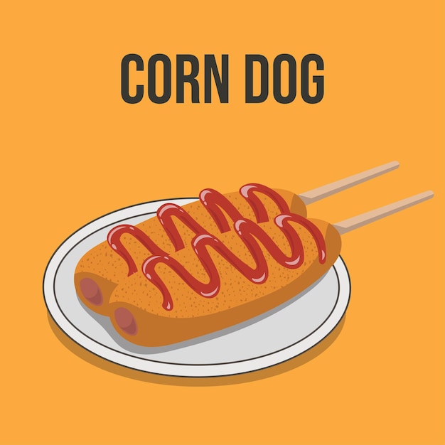 Vetor ilustração vetorial de corn dogs deliciosa comida americana