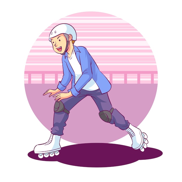 Ilustração vetorial de criança brincando de patins