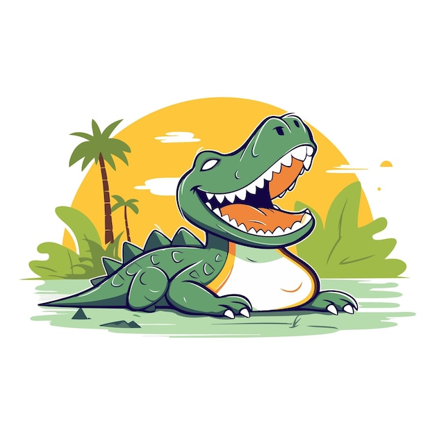 Vetor ilustração vetorial de crocodilo personagem de desenho animado de crocodelo bonito