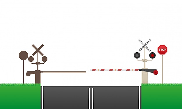 Ilustração vetorial de cruzamento de ferrovia