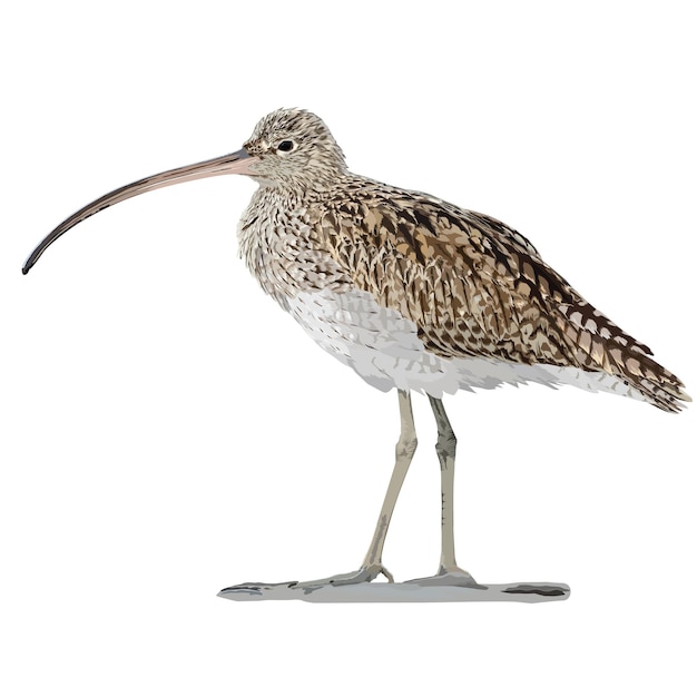Ilustração vetorial de Curlew eurasiático empoleirado no chão