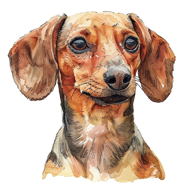 Ilustração vetorial de dachshund bonita em estilo aquarela