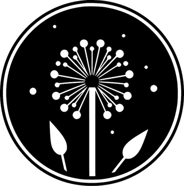 Vetor ilustração vetorial de dandelion minimalist e flat logo