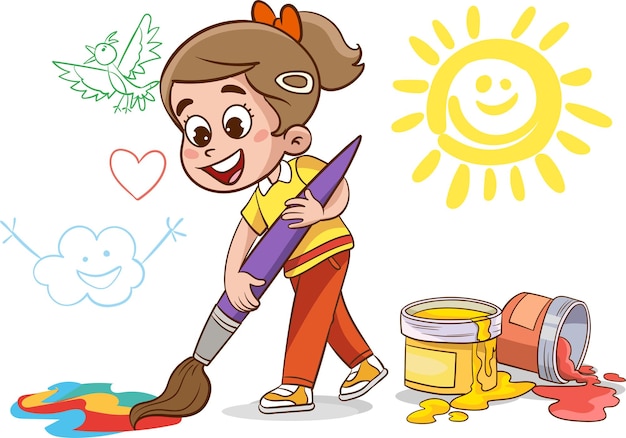 Ilustração Vetorial De Menina Pintando Em Tela PNG , Desenho Animado,  Sobre, Mix Imagem PNG e Vetor Para Download Gratuito