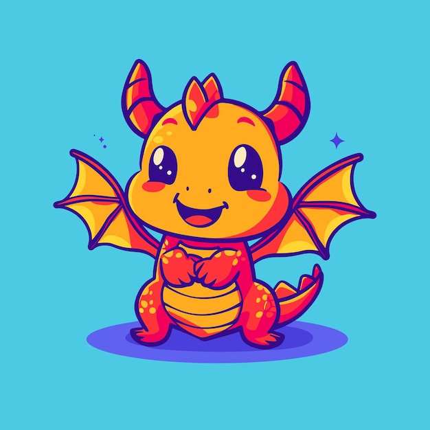 Vetor ilustração vetorial de desenho animado de bebê dragão vermelho bonito