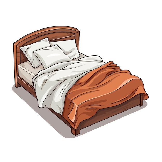 Ilustração vetorial de desenho animado de cama desenhada à mão com fundo branco