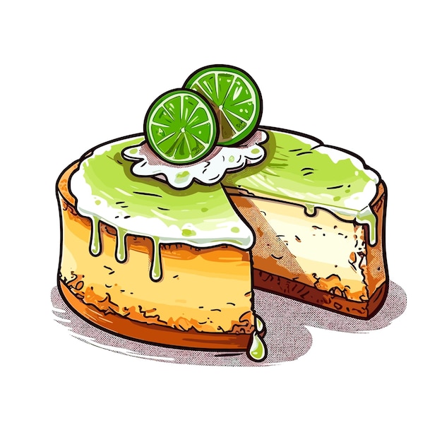 Vetor ilustração vetorial de desenho animado de cheesecake de limão e coco