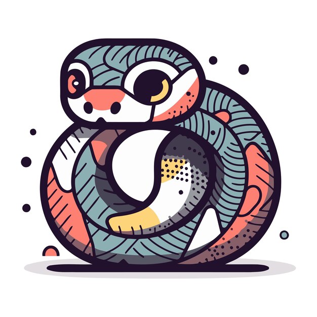 Vetor ilustração vetorial de desenho animado de cobra bonita ilustração vetorial de cobra desenhada à mão