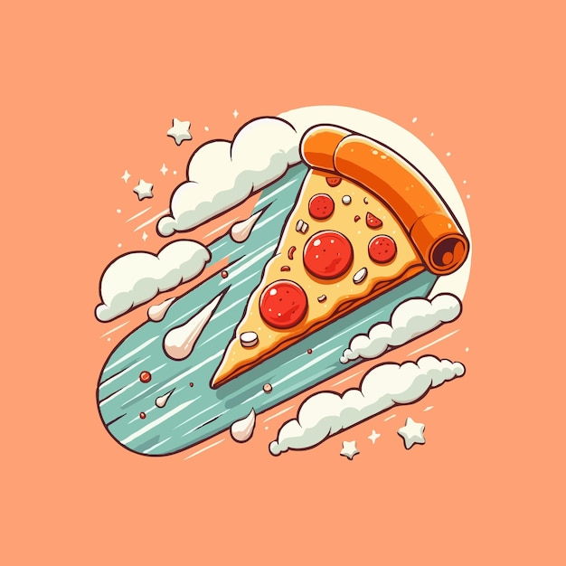 Vetor ilustração vetorial de desenho animado de fatia voadora de pizza conceito de fast food vetor isolado