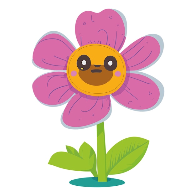 Vetor ilustração vetorial de desenho animado de flores bonitas9