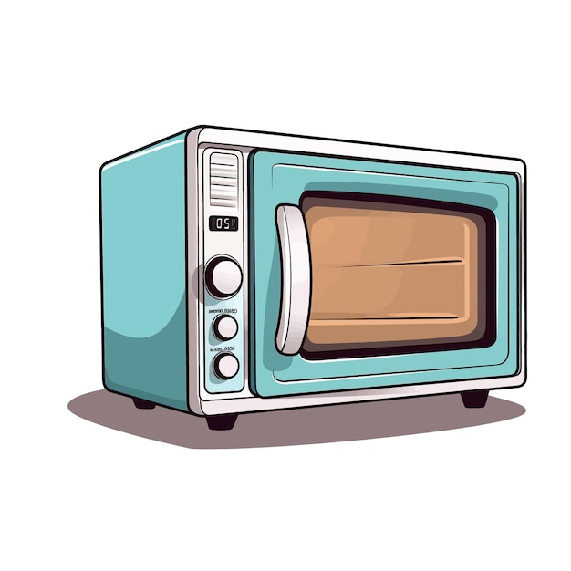 Vetor ilustração vetorial de desenho animado de forno de microondas desenhada à mão clipart fundo branco