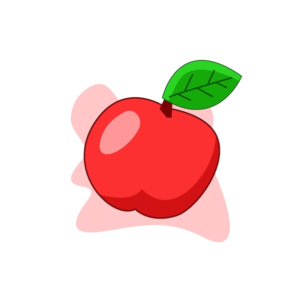 Ilustração vetorial de desenho animado de frutas frescas de maçã vermelha com folhas verdes comida natural de frutas naturais
