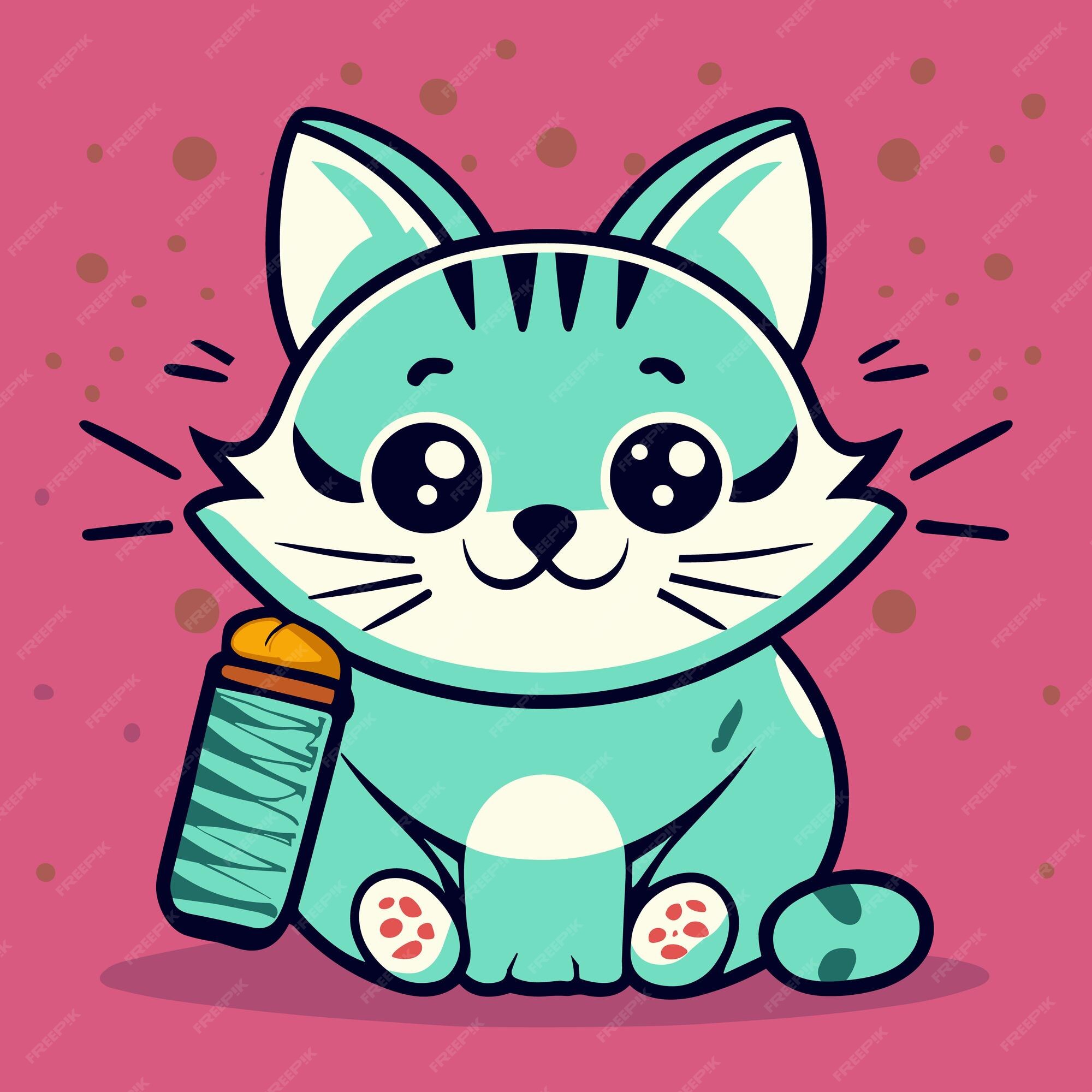 Desenho animado de gato bonito sentado, Gráficos - Envato Elements